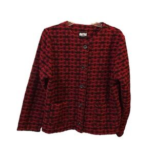 Duffel Red and Black Plaid Jacket Made in the USA Size Medium